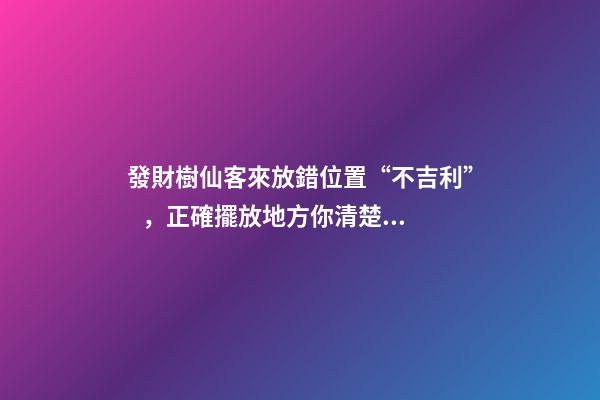 發財樹仙客來放錯位置“不吉利”，正確擺放地方你清楚嗎？